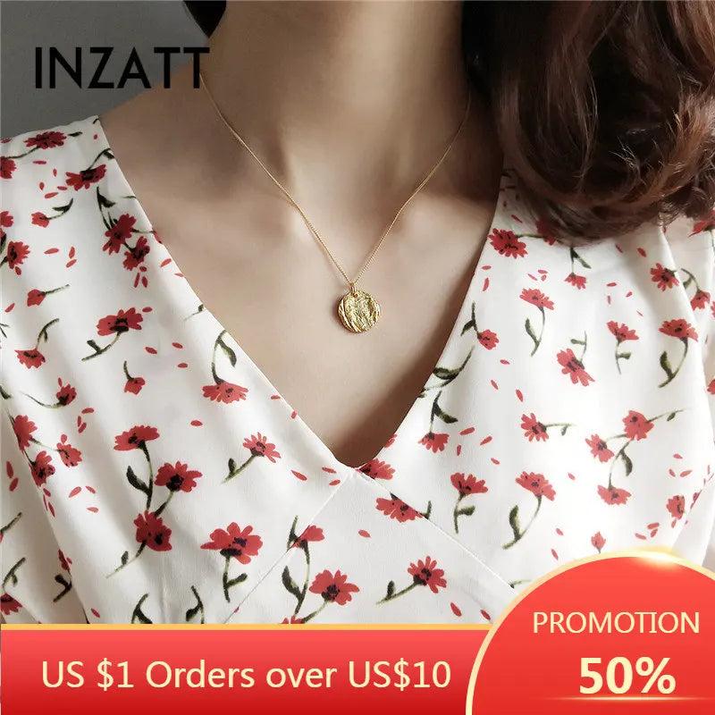 925 Silver Irregular Round Pendant Necklace Women Party Jewelry