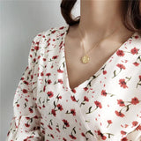 925 Silver Irregular Round Pendant Necklace Women Party Jewelry