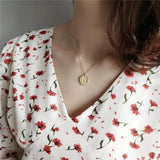 925 Silver Irregular Round Pendant Necklace Women Party Jewelry