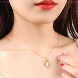 Silver Hetian Chalcedony Charm Pendant Necklace with Diamond