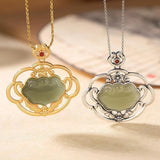 Hetian Jade Silver Geometric Pendant Necklace for Women