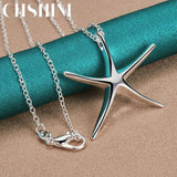 925 Silver Starfish Star Pendant Necklace For Women