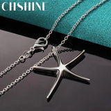 925 Silver Starfish Star Pendant Necklace For Women