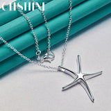 925 Silver Starfish Star Pendant Necklace For Women
