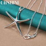 925 Silver Starfish Star Pendant Necklace For Women