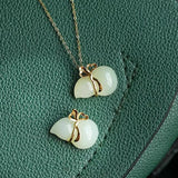3D Natural Hetian Chalcedony Gourd Pendant Necklace Fresh Fairy Charm Jewelry