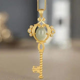 Silver Inlaid Hetian Jade Pendant Necklace Chinese Palace Style Craft