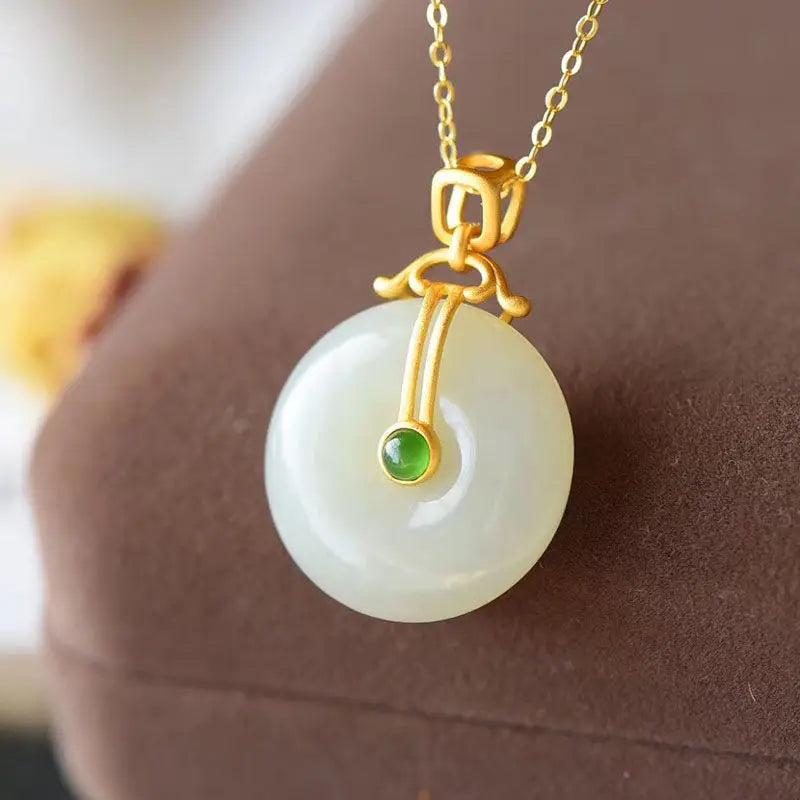 Vintage Chinese Palace Style Hetian Jade Necklace Pendant