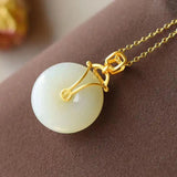 Vintage Chinese Palace Style Hetian Jade Necklace Pendant