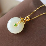 Vintage Chinese Palace Style Hetian Jade Necklace Pendant