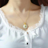 Vintage Chinese Palace Style Hetian Jade Necklace Pendant