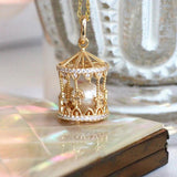 Merry-Go-Round Pendant Silver Necklace with Diamond & Pearl