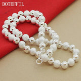 925 Sterling Silver 8mm Matte Smooth Chain Necklace Wedding Party Jewelry