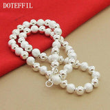 925 Sterling Silver 8mm Matte Smooth Chain Necklace Wedding Party Jewelry