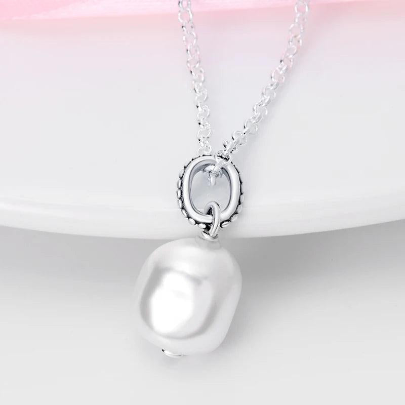 S925 Sterling Silver Water Drop Pearl Necklace