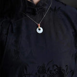 Chinese Hetian Jade Ring Pendant Necklace Retro Niche Charm Jewelry