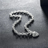925 Sterling Silver Two Heart Pendant 18 Inch Chain Ladies Wedding Jewelry