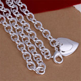 925 Sterling Silver Two Heart Pendant 18 Inch Chain Ladies Wedding Jewelry