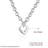 925 Sterling Silver Two Heart Pendant 18 Inch Chain Ladies Wedding Jewelry