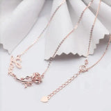 Purple Rose Flower Necklace Pendant 14K Rose Plated Jewelry