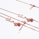 Purple Rose Flower Necklace Pendant 14K Rose Plated Jewelry
