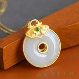 Hetian Jade Ring Pendant Necklace Silver Jewelry