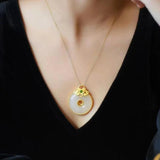 Hetian Jade Ring Pendant Necklace Silver Jewelry
