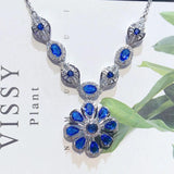 Sapphire Sunflower Necklace Female 925 Stamp High-end Jewelry
