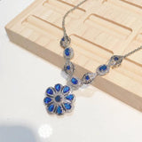 Sapphire Sunflower Necklace Female 925 Stamp High-end Jewelry