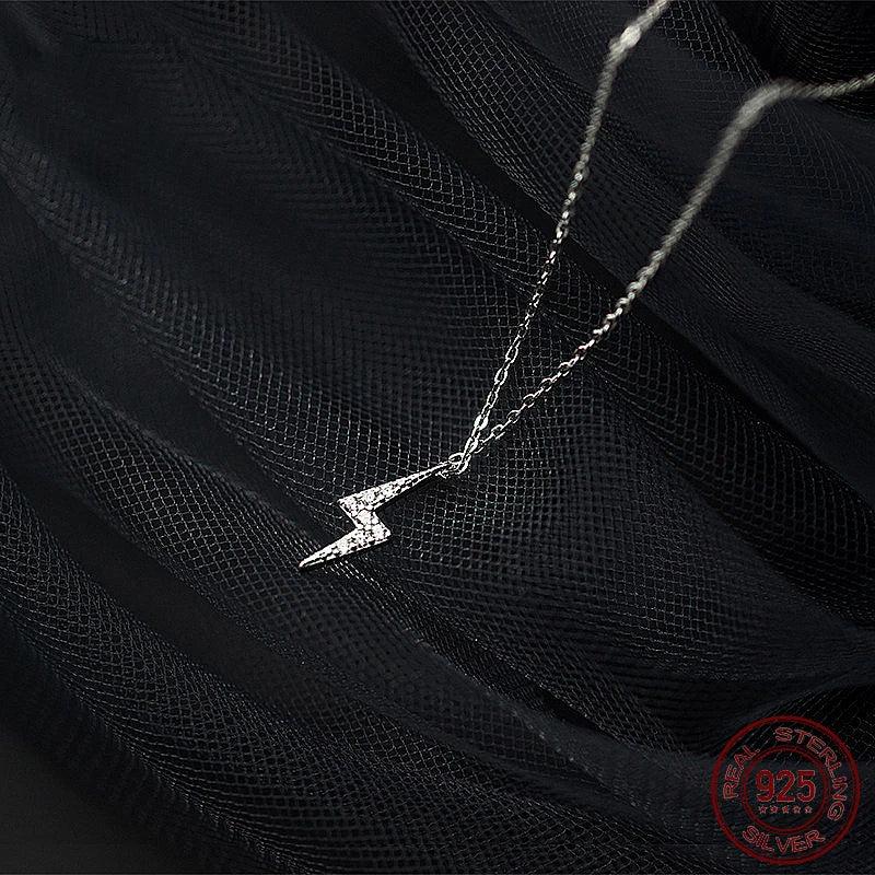 Lightning Silver Necklace For Women - Fine Silver 925 Jewelry Neck Pendants