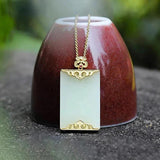 Hetian Jade Geometric Pendant Ladies Necklace Chinese Charm Jewelry