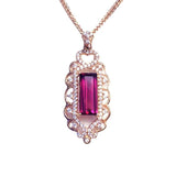 Delicate 14K Rose Necklace with Ruby Pendant