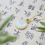Silver Inlaid Hetian Jade Pendant Necklace Charm Women's Jewelry