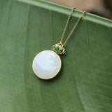 Silver Inlaid Hetian Jade Pendant Necklace Charm Women's Jewelry