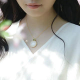 Silver Inlaid Hetian Jade Pendant Necklace Charm Women's Jewelry