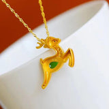 Hetian Chalcedony Deer Pendant Necklace Retro Charm Women's Jewelry
