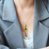 Hetian Chalcedony Deer Pendant Necklace Retro Charm Women's Jewelry