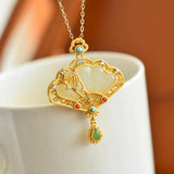 Hetian Jade Fan Pendant, Classical Court Craftsmanship