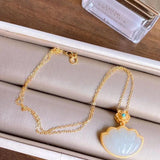 Silver Inlaid Hetian Jade Shell Pendant Necklace