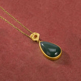 Silver Inlaid Enamel Agate Stone Pendant Necklace Charm