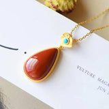 Silver Inlaid Enamel Agate Stone Pendant Necklace Charm