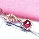 14K Rose Chain Ruby Necklace for Ladies Dinner Wedding Jewelry