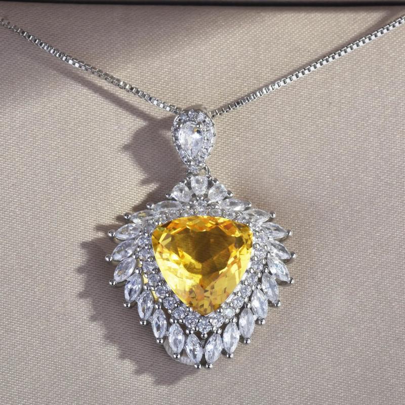 Charming Heart CZ Wedding Necklace Yellow Purple