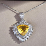 Charming Heart CZ Wedding Necklace Yellow Purple