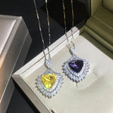 Charming Heart CZ Wedding Necklace Yellow Purple