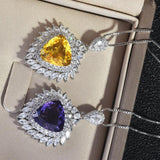 Charming Heart CZ Wedding Necklace Yellow Purple