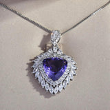 Charming Heart CZ Wedding Necklace Yellow Purple