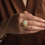 Silver Hetian Jade Pendant Necklace Chinese Women's Ancient Craft Charm Jewelry