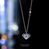 Sterling Silver CZ Diamond Shape Pendant Necklace for Women
