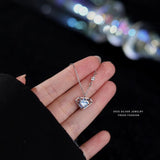 Sterling Silver CZ Diamond Shape Pendant Necklace for Women